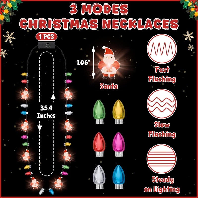Traplace Store 1PCS Light up Christmas Necklace, 3 Modes Multicolor Christmas Accessories, Santa Claus Design, Wearable Light Xmas Decorations Necklace for Ugly Sweater Parties, Holiday New Year Party Supplies - Image 2